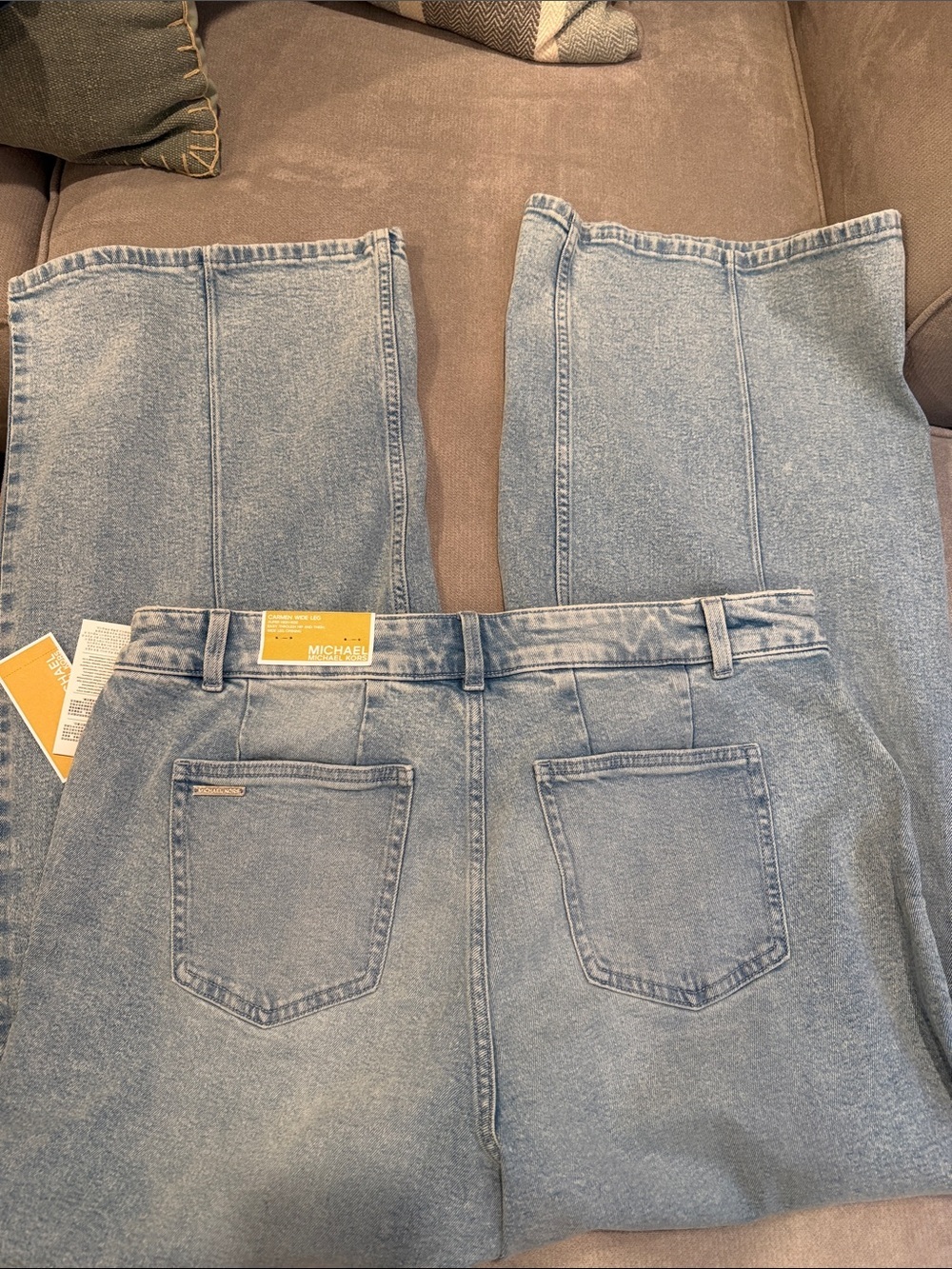 NWT Michael Kors “Carmen” wide leg Faded Light Blue Denim Jeans